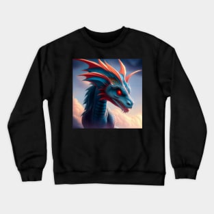 Blue Dragon with Pink Fins and Red Eyes Crewneck Sweatshirt